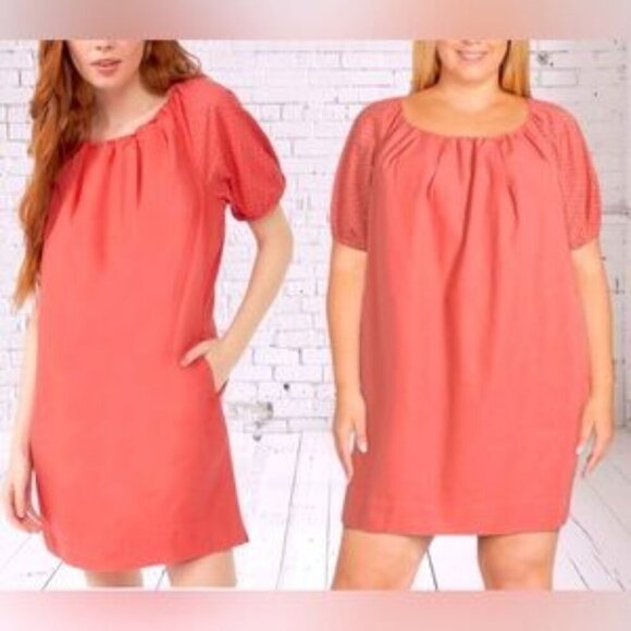 Free Assembly Organic Cotton Blouson Dress Faded Rose NWT Size M - Picture 1 of 7